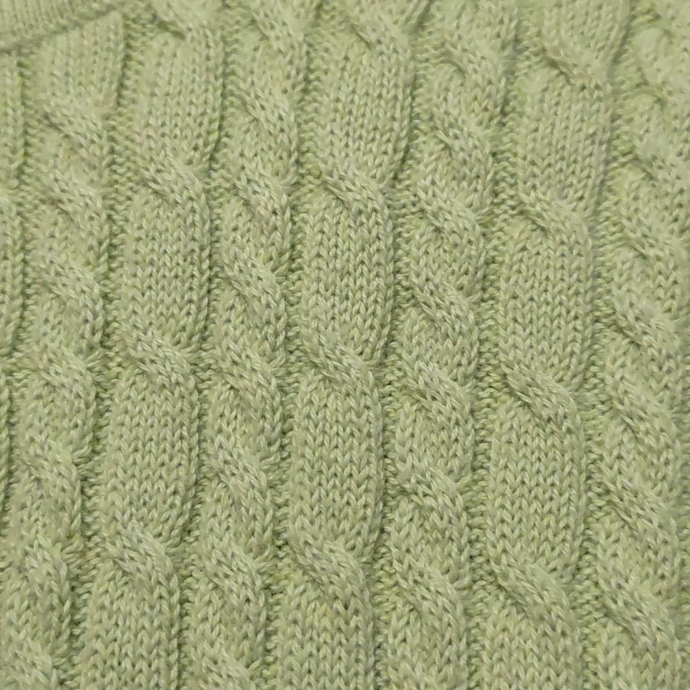 TALBOTS Light Lime Green V-Neck Cable Knit Sweater Petite Size